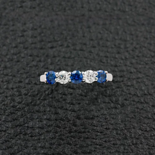 women's engagement rings with cushion-shaped gemstone -Sapphire & Diamond Band