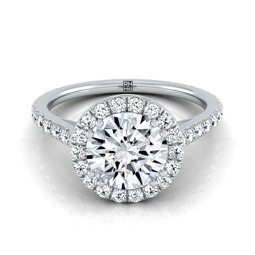 women's engagement rings with baguette-cut side stones -14K WHITE GOLD LAB GROWN DIAMOND  RING