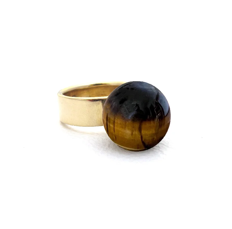 women's rings with gemstone accent -Orb Tiger's Eye Ring