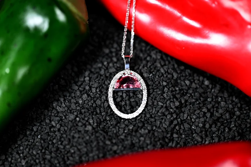 women's necklaces with vintage pendant -1.59CT TOURMALINE AND DIAMOND CUSTOM PENDANT