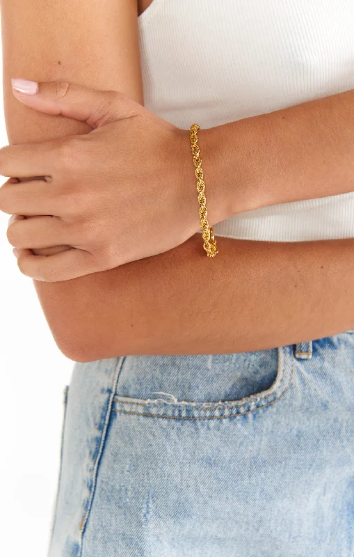 women's bracelets with vintage finish -OMA The Label The Keylin Bracelet ~ Gold