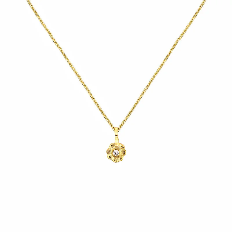 women's necklaces with elegant finish -18 Karat Yellow Gold Flora charm with Diamond