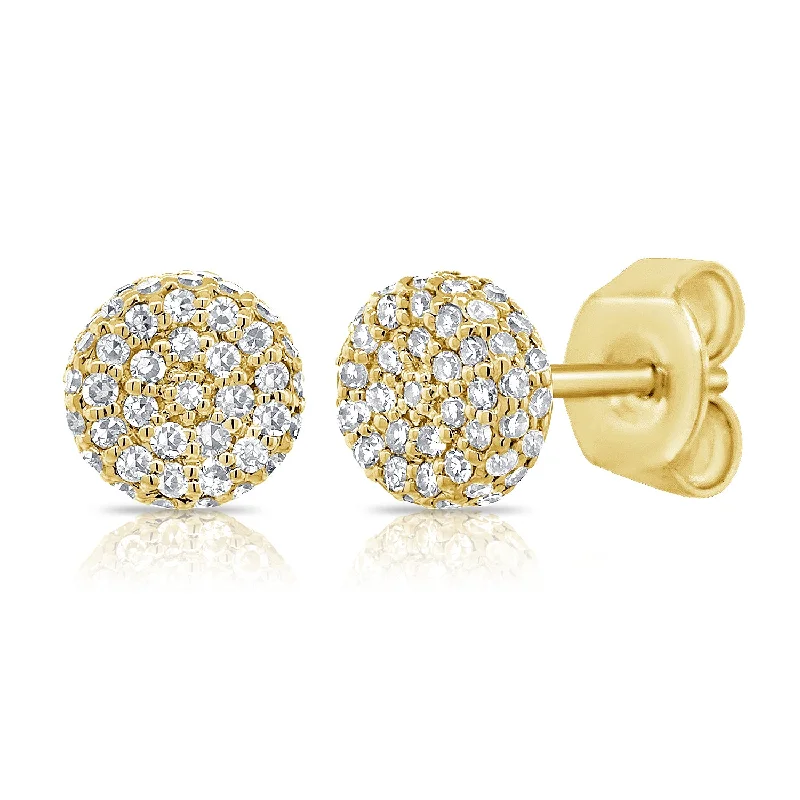 women's earrings with trendy look -14K Yellow Gold Diamond Raised Small Stud Earrings