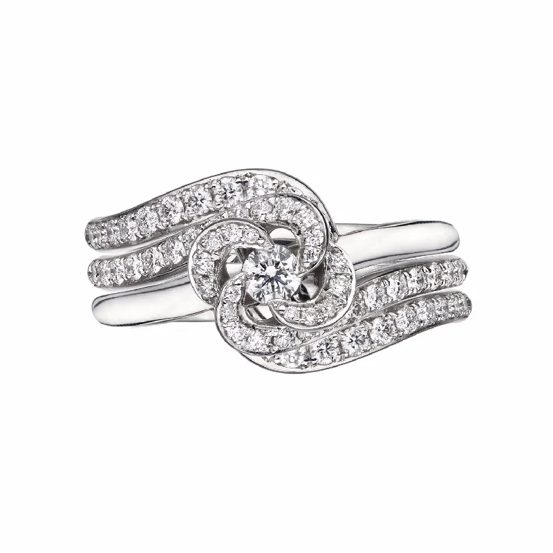 women's engagement rings with classic solitaire -Entwined Petal10 Eternity Ring Set - 18ct White Gold & 0.64ct Diamond