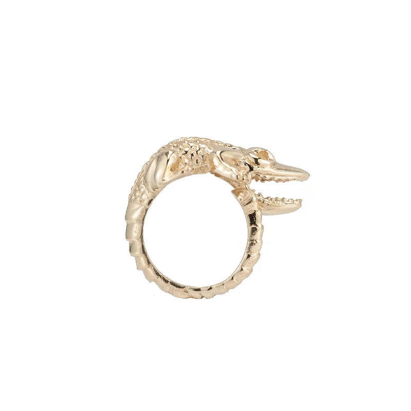 women's rings with gemstone accent -Crocodile Ring