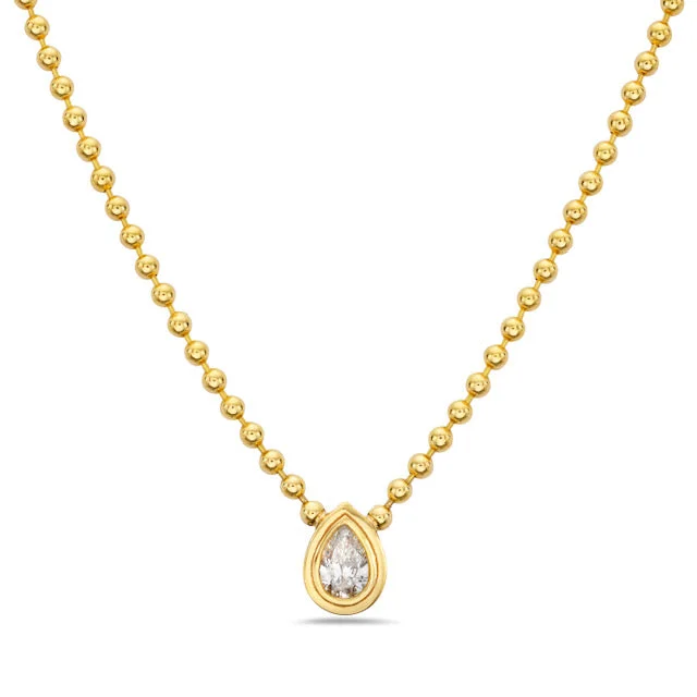 women's necklaces with luxury pendant -Pear-shape Double-Bezel Diamond Pendant