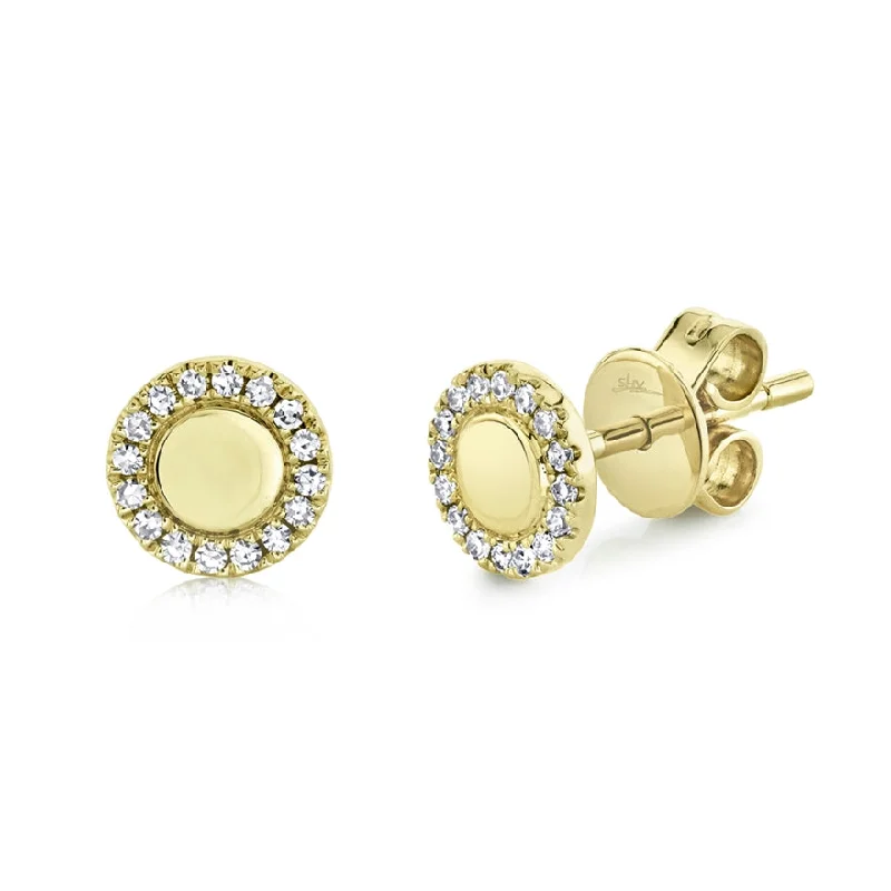 women's earrings with unique patterns -14k Yellow Diamond High Polished Stud Earrings