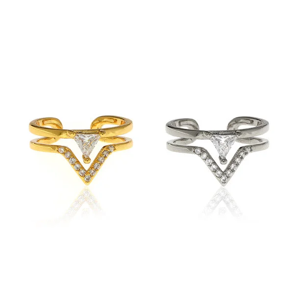 women's rings with chic design -Double V Nail Ring