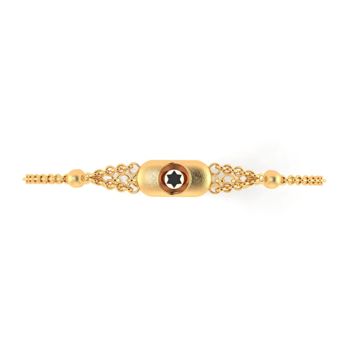 women's bracelets with antique style -22KT (916) Yellow Gold Oval Bracelet With Star-shaped Design (Free Size - Adjustable)