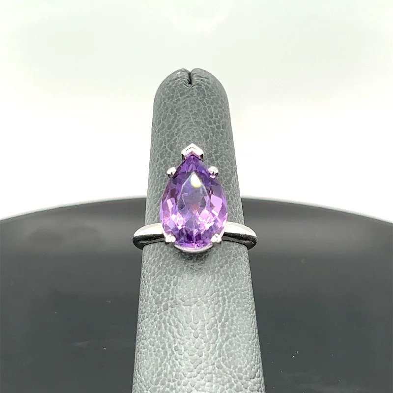 women's rings with gemstone -14k White Gold 6.45CT Natural Lavender Amethyst Ring