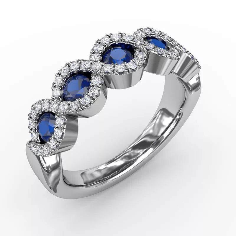 women's engagement rings with halo setting -Fana Hold Me Close Sapphire and Diamond Twist Ring