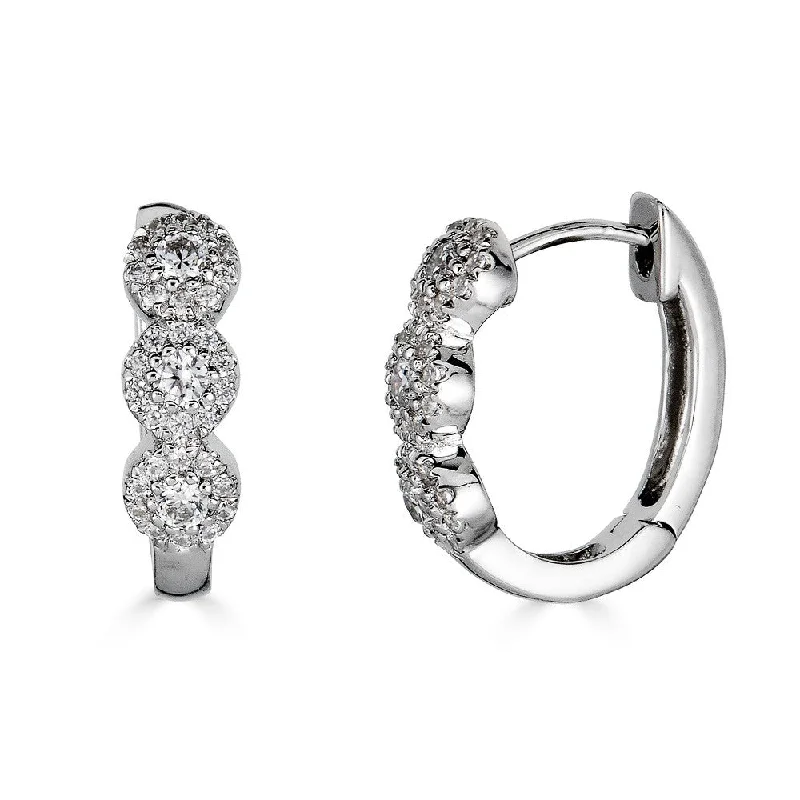 women's earrings with fusion styles -14K Diamond Halo Huggie Earrings