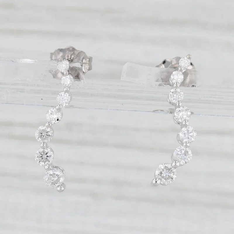 women's earrings with petite style -0.46ctw Contoured Diamond Journey Earrings 14k White Gold Drops