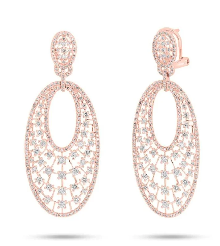 women's earrings with gemstone -14k Rose Gold Diamond Earrings