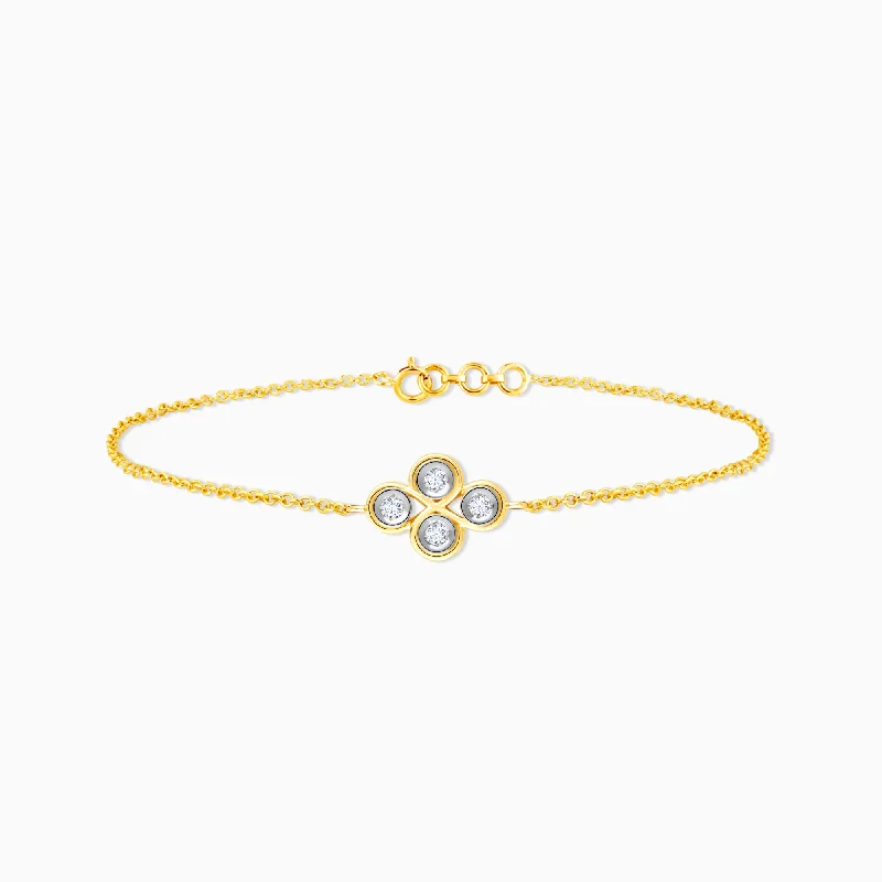 women's bracelets with aquamarine -Gold Heavenly Floral Diamond Bracelet