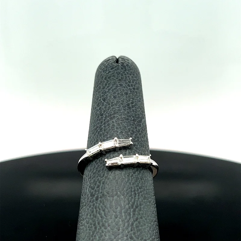 women's engagement rings with split shank -14k White Gold .53CTW Diamond Baguette Diamond Band