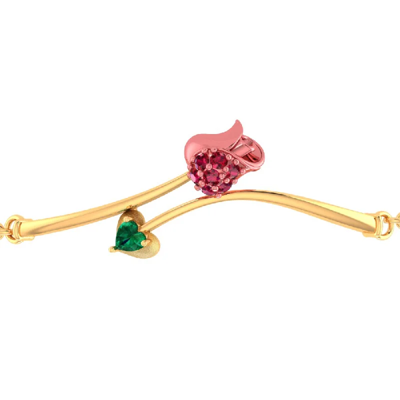 women's bracelets with gemstone -14k Gold Bracelet With A Yellow Shaped Design And A Green Stone