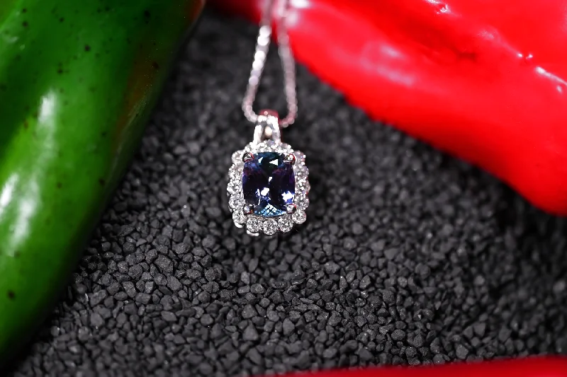 women's necklaces with chunky pendant -3.89CT NATURAL TANZANITE AND DIAMOND PENDANT