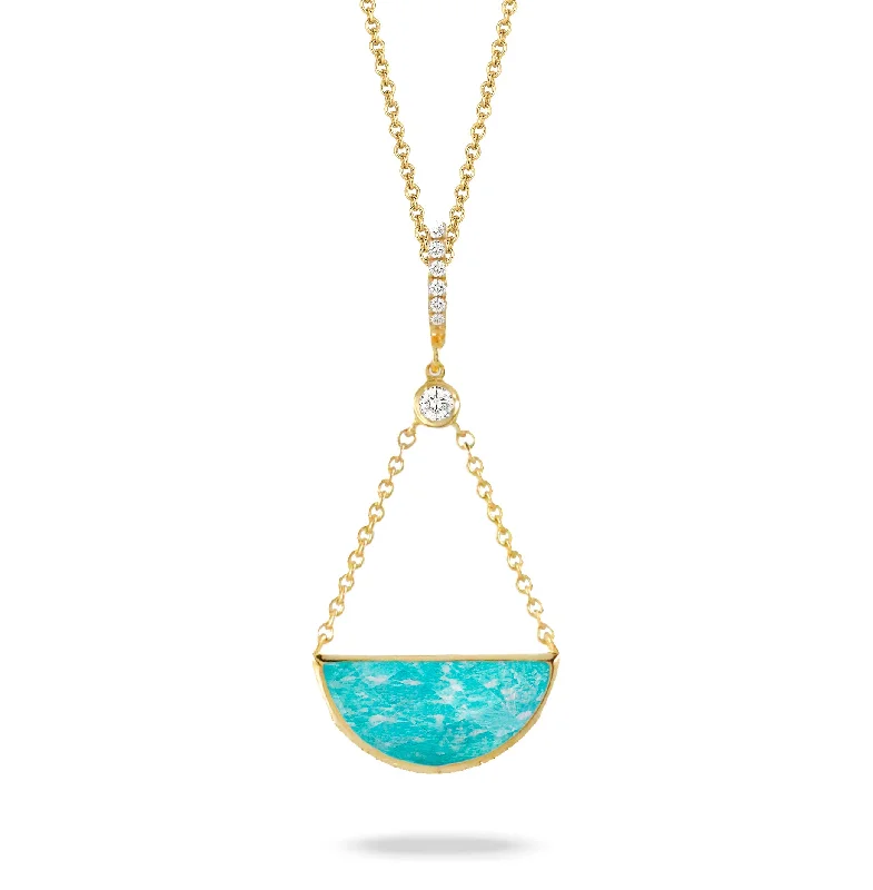 women's necklaces with luxury design -Doves Amazonite and Diamond Pendant