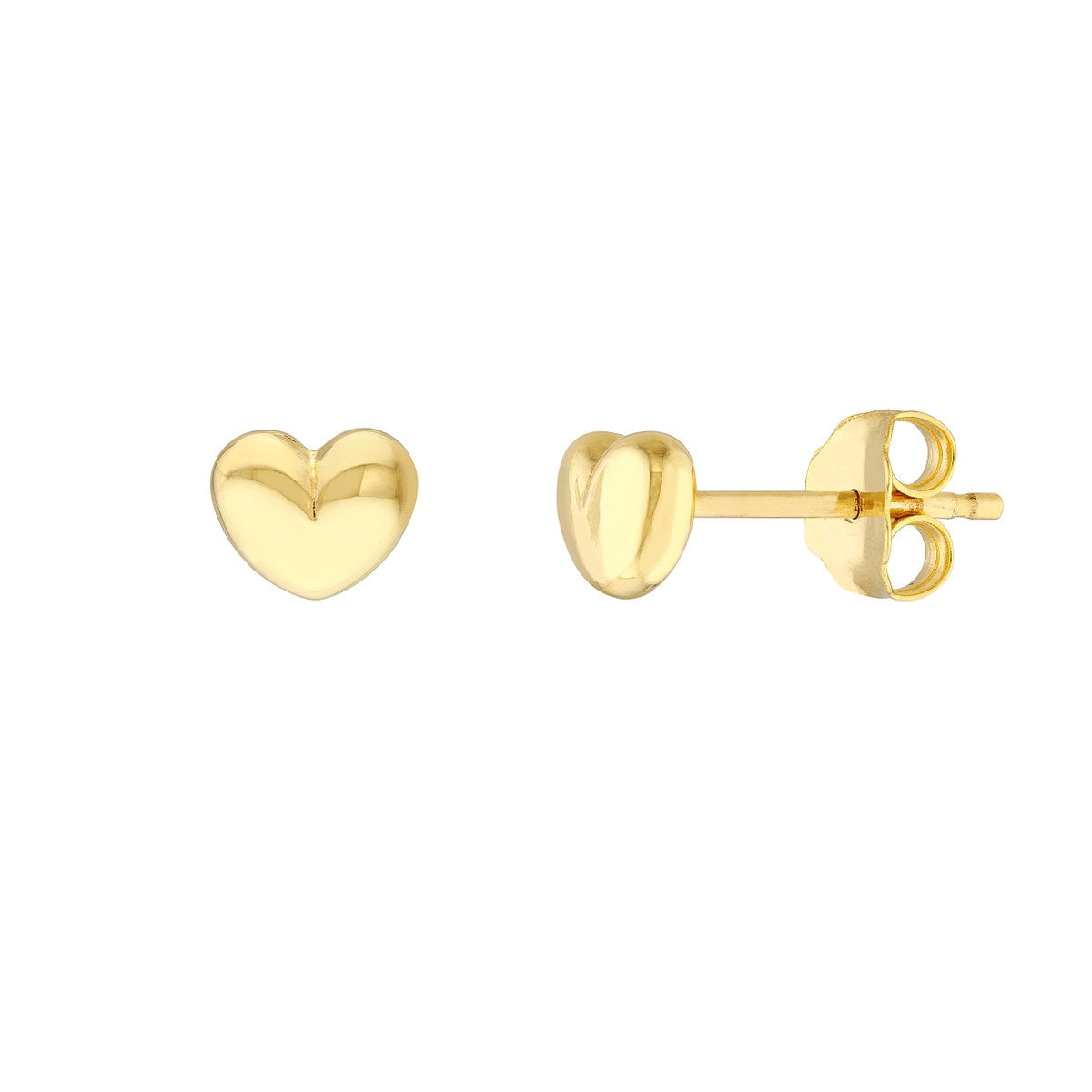 women's earrings gold -14K Yellow Puffy Heart Stud Earrings