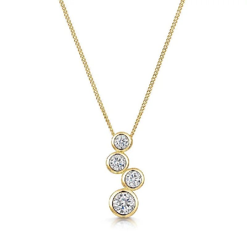 women's necklaces with engraved pendant -Four Stone Gold Bubble Drop Pendant With Cubic Zirconia