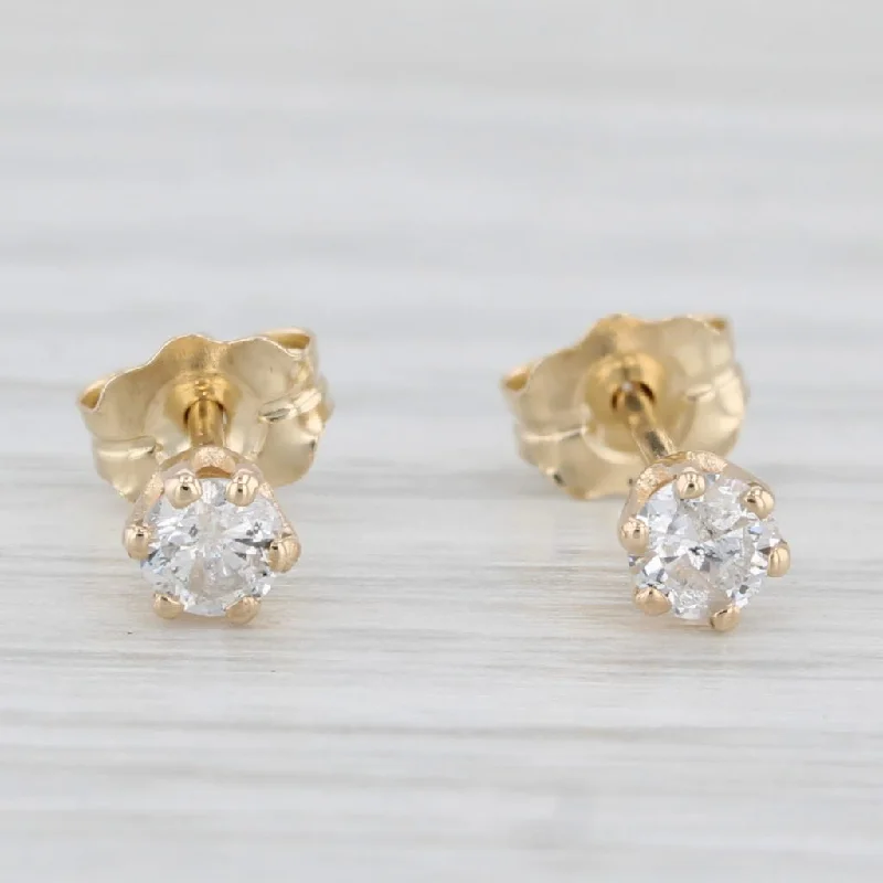 women's earrings with rose-cut diamonds -0.20ctw Round Diamond Solitaire Stud Earrings 14k Yellow Gold