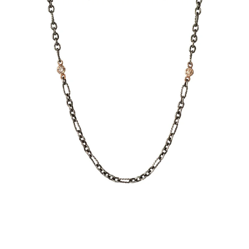 women's necklaces with simple chain -Sterling Silver Black Rhodium and Diamond RIO Chain