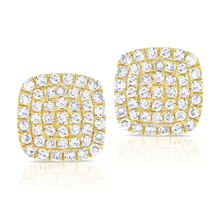 women's earrings with celestial motifs -14K Yellow Gold Diamond Cushion Stud Earrings