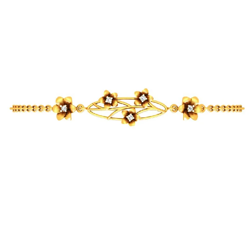 women's bracelets with polished gold -Flower Motif Diamond Bracelet