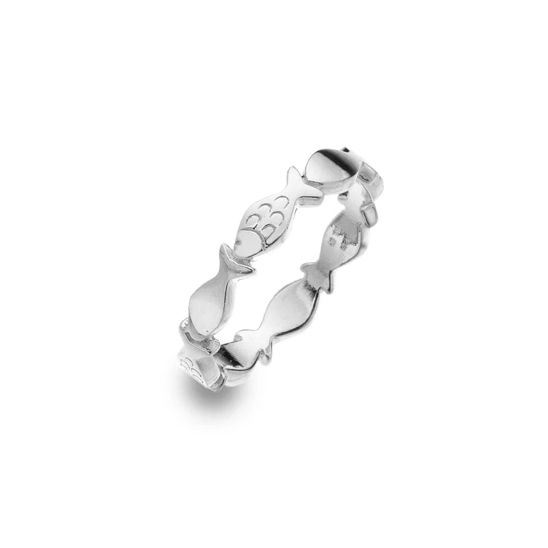 women's rings with luxury diamonds -Sea Gems Sterling Silver Shoal of Fish Ring