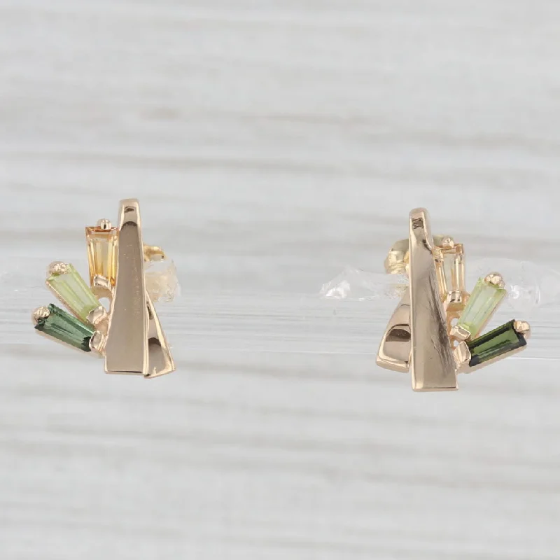 women's earrings with polished metal -Gemstone Drop Earrings 18k Yellow Gold Omega Backs