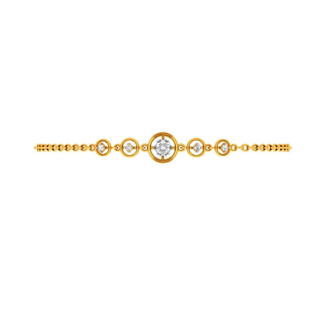 women's bracelets with smooth finish -Circular Gold And Diamond Bracelet