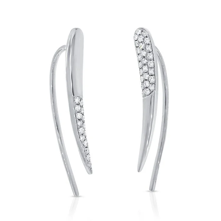 women's earrings with fusion styles -14K White Gold Diamond Tip Ear Climbers