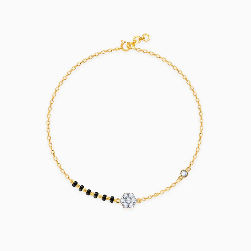 women's bracelets with chain design -Gold Siya Diamond Mangalsutra Bracelet