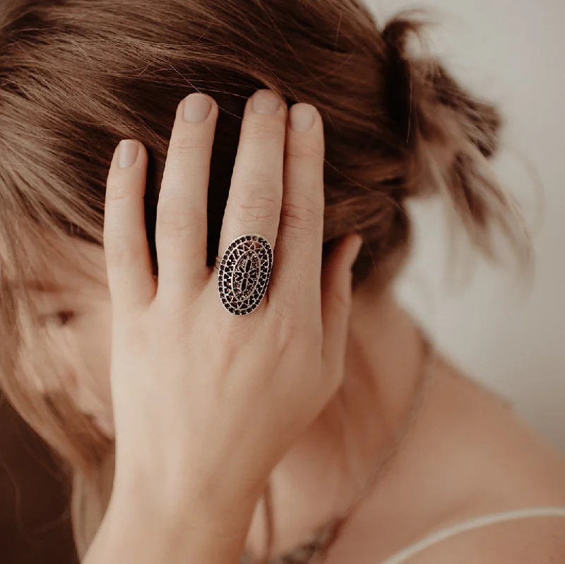 women's rings with sleek design -Anatolian Boho Ring - "Zambak"