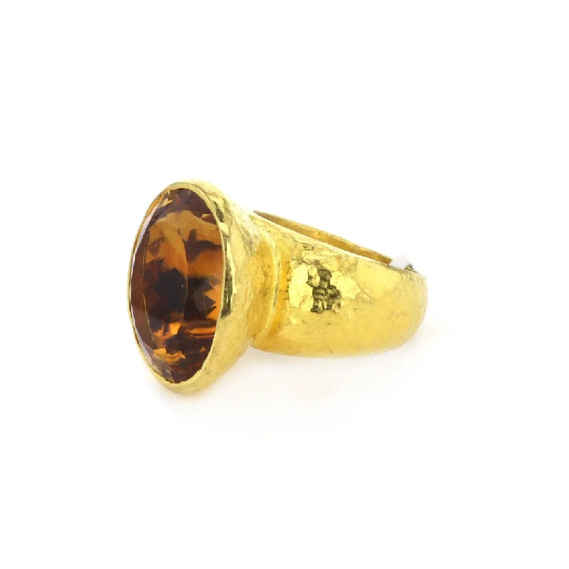 women's rings with modern style -Faceted Oval Citrine Ring