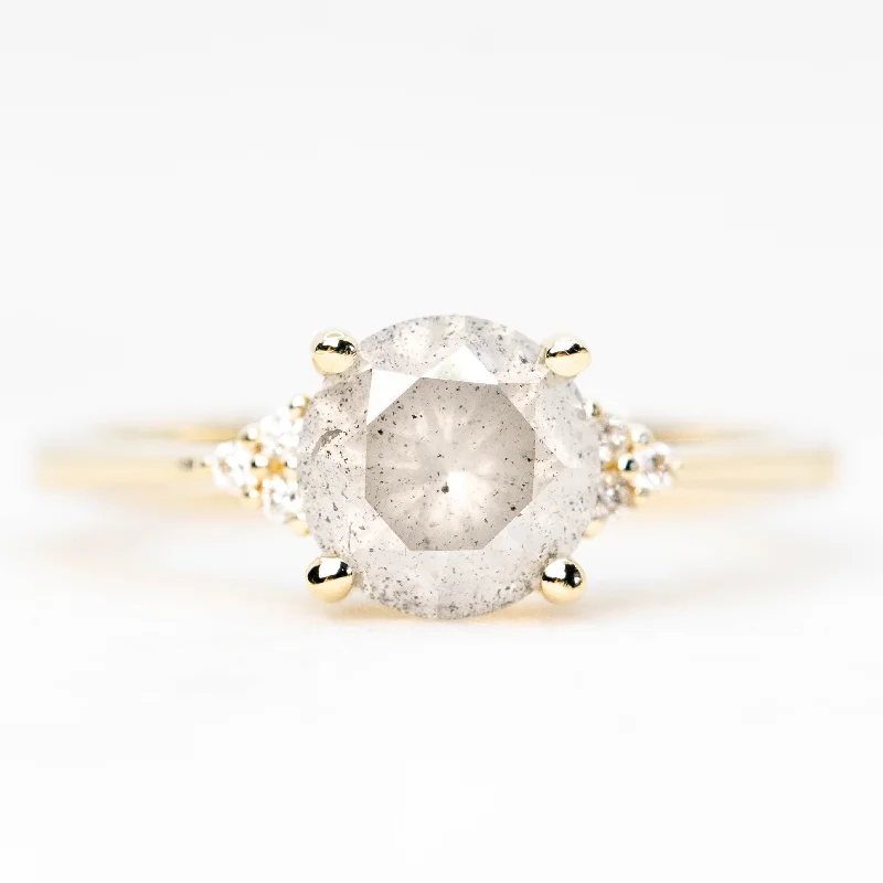 women's engagement rings with minimalistic elegance -Imogene Ring with a 1.89 Carat Misty White Round Diamond and White Canadian Accent Diamonds in 14k Yellow Gold - Ready to Size and Ship