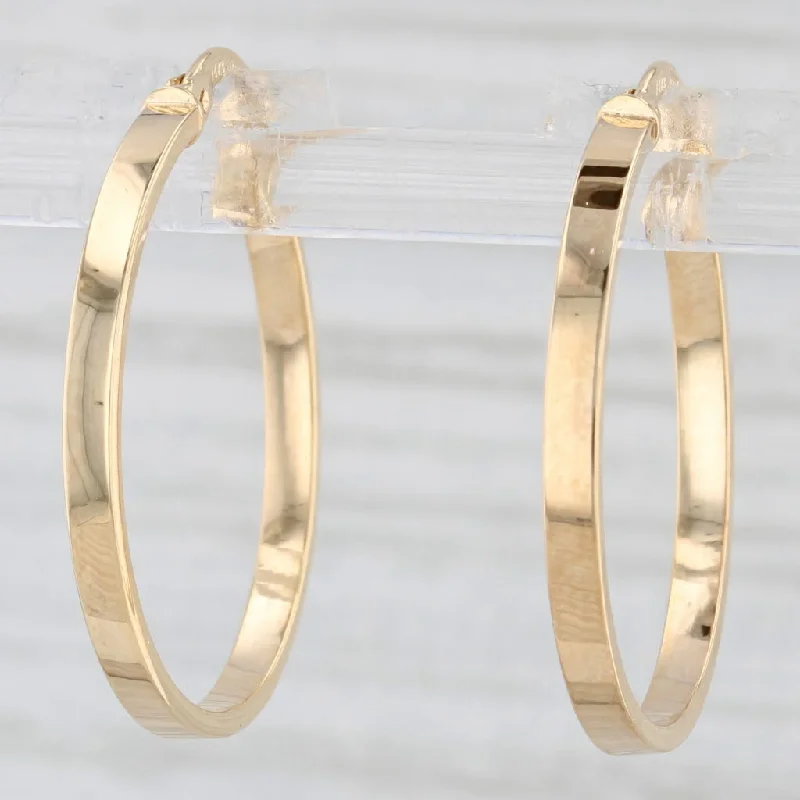 women's earrings with unique patterns -Round Hoop Earrings 14k Yellow Gold Snap Top Pierced Hoops 24.3mm