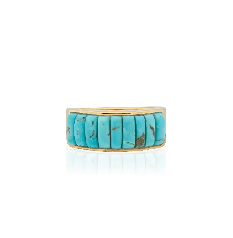 women's rings with unique setting -Anna Beck Gold Rectangular Turquoise Multi-Stone Ring