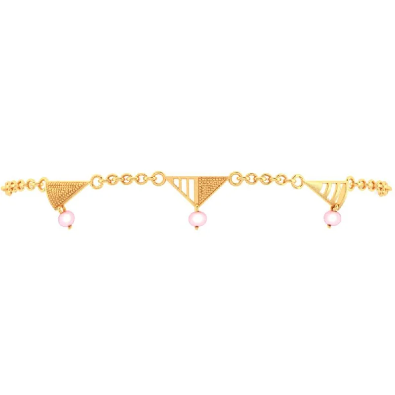 women's bracelets with oval diamond -22k Gorgeous Gold Bracelet With Conical Designs And Beads