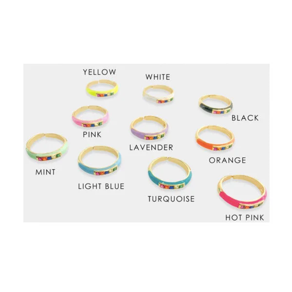 women's rings with twist design -Hologram Enamel Ring