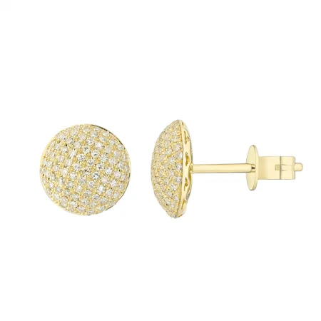 women's earrings with bezel-set stones -14K Yellow Gold Diamond Disc Earrings Earrings