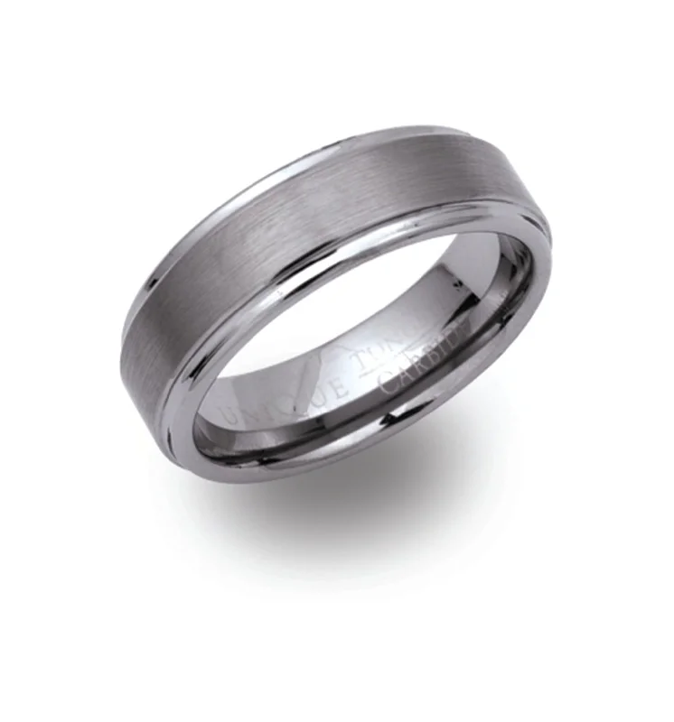 women's rings with halo setting -Unique & Co 7mm Tungsten Carbide Band Ring