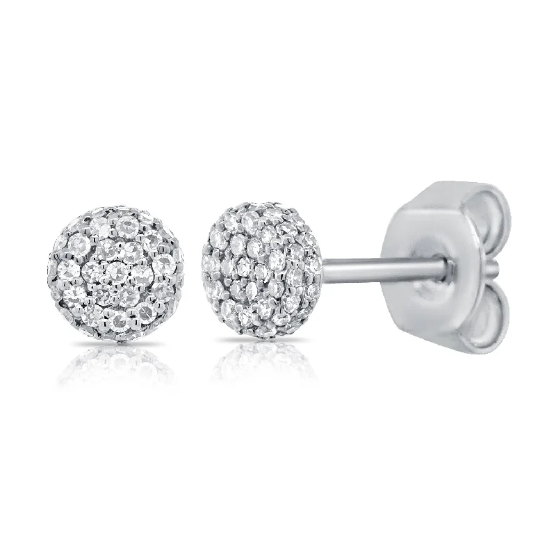 women's earrings with unique patterns -14K White Gold Diamond Raised Disc Extra-Small Earrings