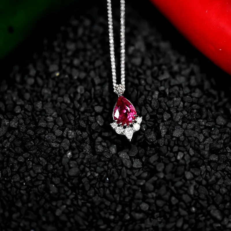 women's necklaces with floral accents -0.99CT RUBY & DIAMOND CUSTOM PENDANT