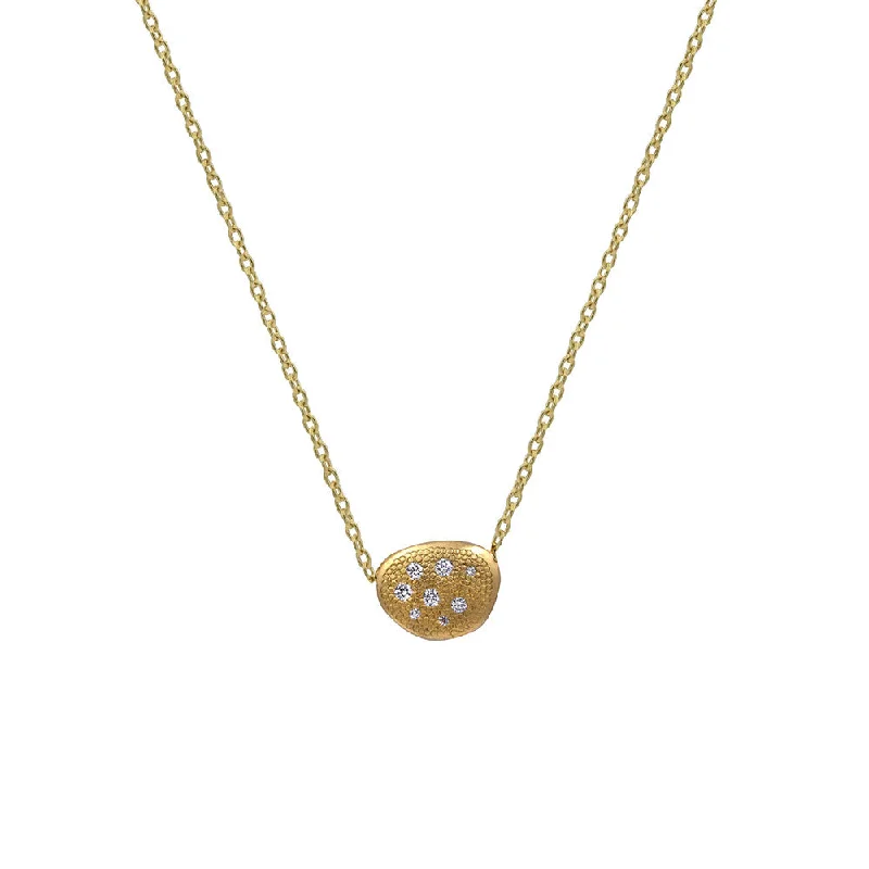 women's necklaces with beaded accents -18 Karat Yellow Gold Diamond Petal Pendant by Ann Sportun