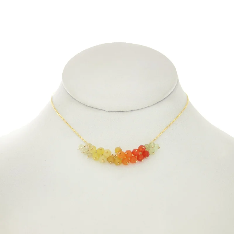 women's necklaces diamond -Orange & Lemon  - Marigold color gemstones dangle on 14k gold filled chain