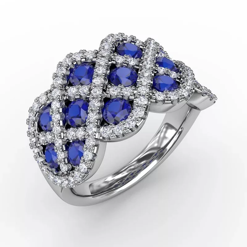 women's engagement rings with antique design -You and Me Sapphire and Diamond Interweaving Ring 1370