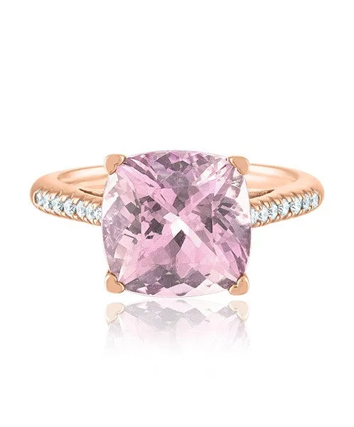 women's engagement rings with bright white diamond -Morganite Ring with Diamonds