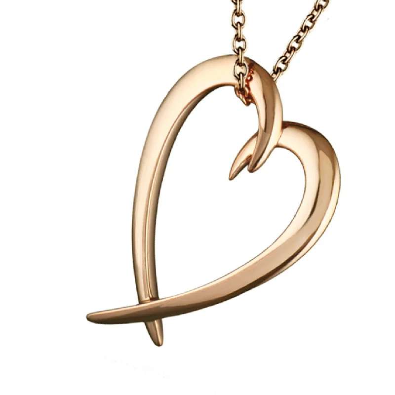 women's necklaces with sleek style -Hook Heart Pendant - Rose Gold Vermeil